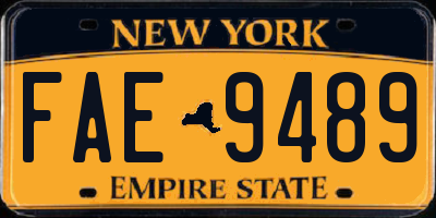 NY license plate FAE9489