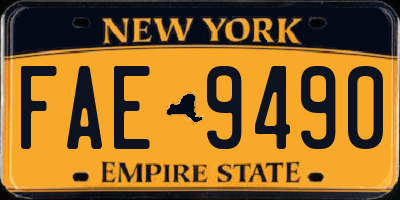 NY license plate FAE9490