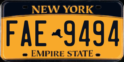 NY license plate FAE9494