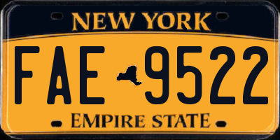 NY license plate FAE9522