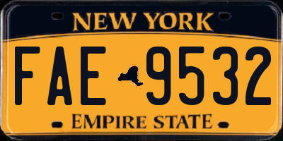 NY license plate FAE9532