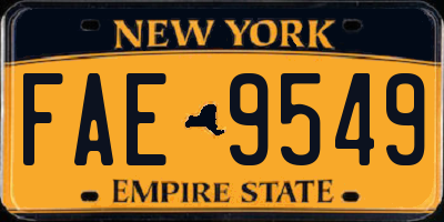 NY license plate FAE9549