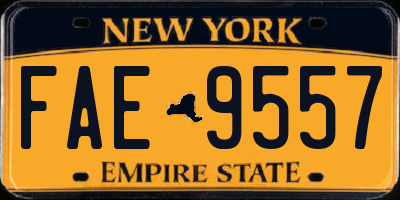 NY license plate FAE9557