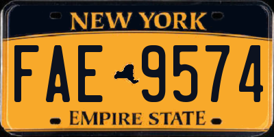 NY license plate FAE9574