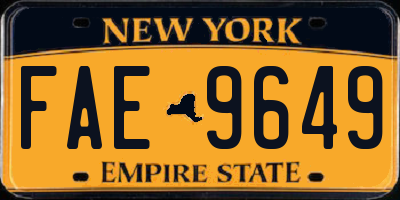 NY license plate FAE9649