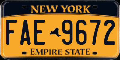 NY license plate FAE9672