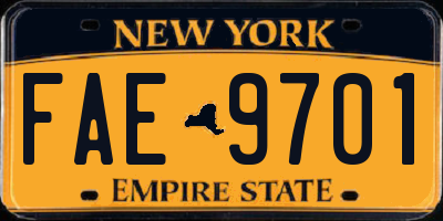 NY license plate FAE9701