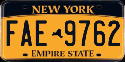 NY license plate FAE9762