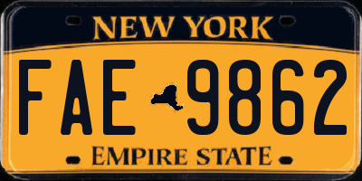 NY license plate FAE9862