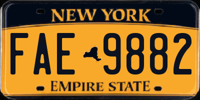 NY license plate FAE9882