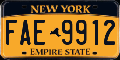 NY license plate FAE9912