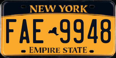NY license plate FAE9948