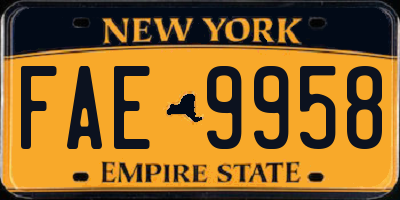 NY license plate FAE9958