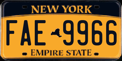 NY license plate FAE9966