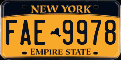 NY license plate FAE9978