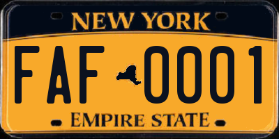 NY license plate FAF0001