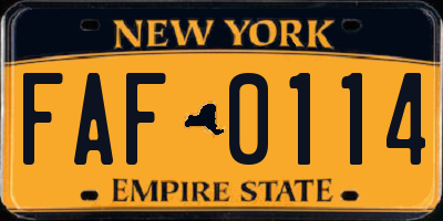NY license plate FAF0114