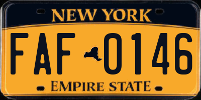 NY license plate FAF0146