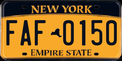 NY license plate FAF0150