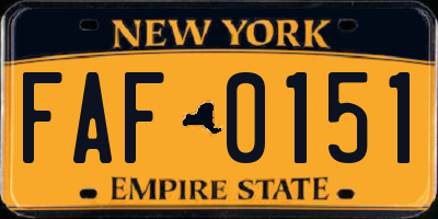 NY license plate FAF0151