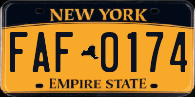 NY license plate FAF0174