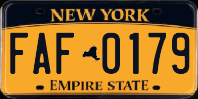 NY license plate FAF0179
