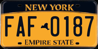NY license plate FAF0187