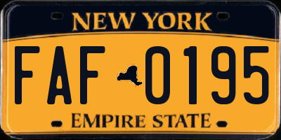 NY license plate FAF0195