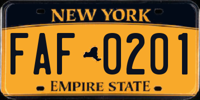 NY license plate FAF0201