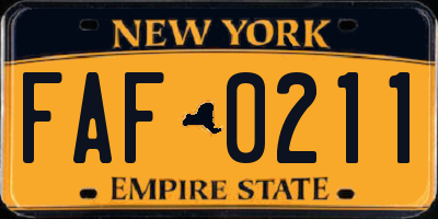 NY license plate FAF0211