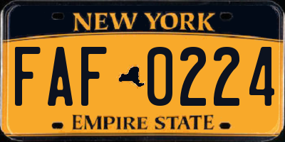 NY license plate FAF0224