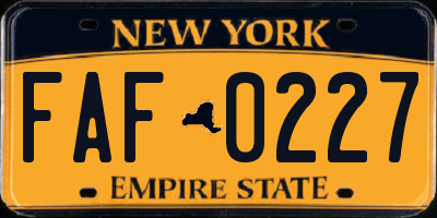 NY license plate FAF0227