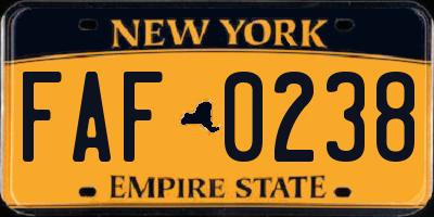 NY license plate FAF0238