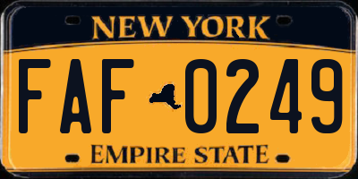 NY license plate FAF0249