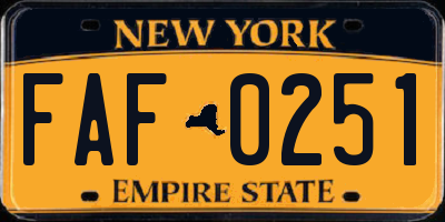 NY license plate FAF0251