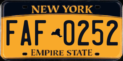 NY license plate FAF0252