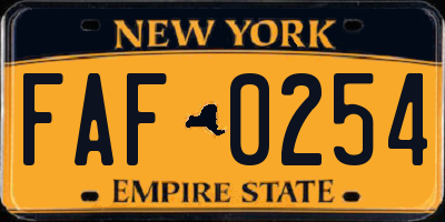 NY license plate FAF0254