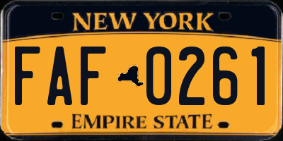 NY license plate FAF0261