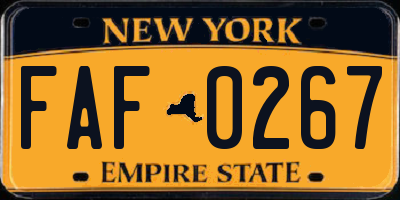 NY license plate FAF0267