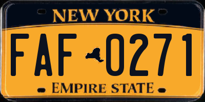 NY license plate FAF0271