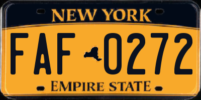 NY license plate FAF0272