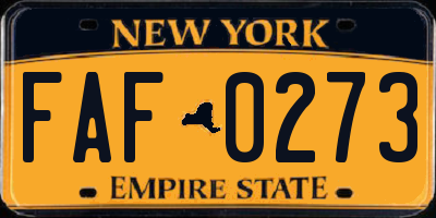 NY license plate FAF0273