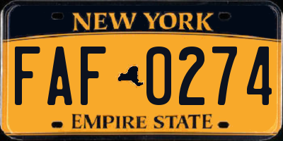 NY license plate FAF0274