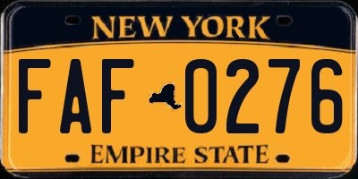 NY license plate FAF0276