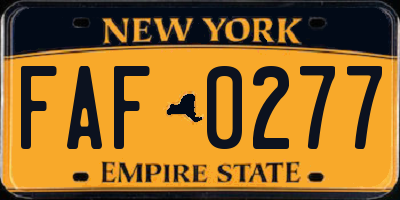 NY license plate FAF0277