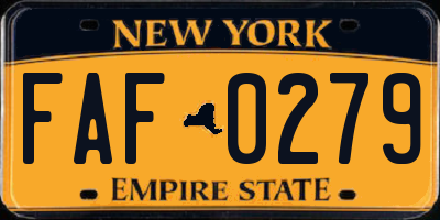 NY license plate FAF0279