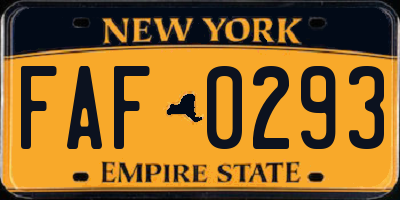 NY license plate FAF0293