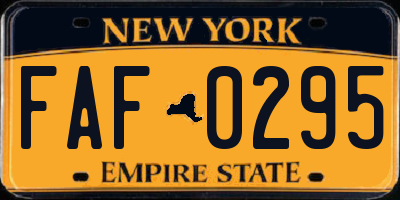 NY license plate FAF0295