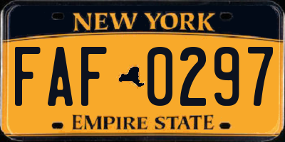 NY license plate FAF0297