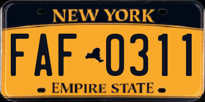 NY license plate FAF0311